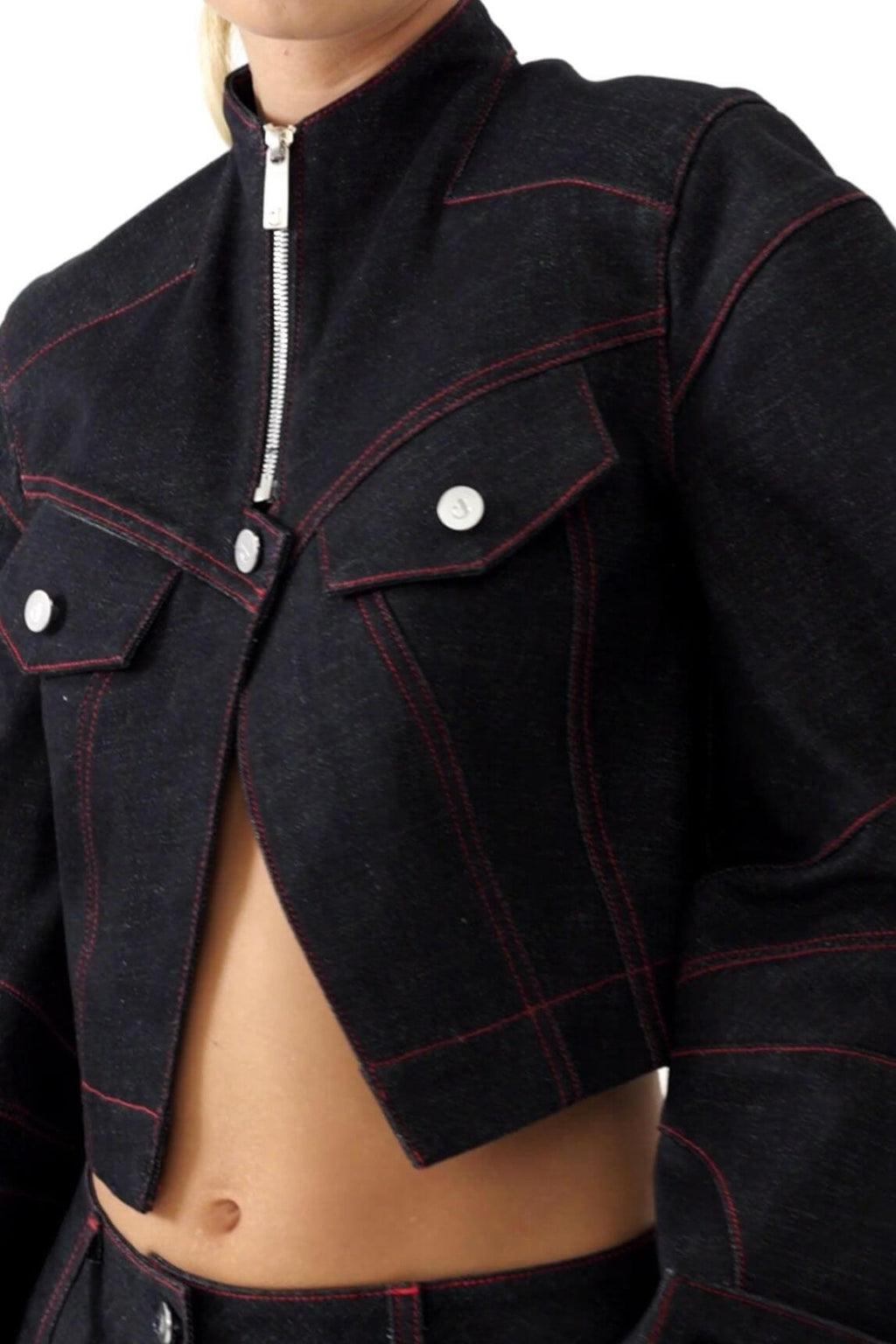 JENDUE Davidson Cropped Denim Jacket - Women's Chic Style