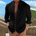 Spring and Autumn Cotton Linen Shirt Men Hot Sale Men's Long-Sleeved Shirts Solid Color Button Up Casual Style Plus Size