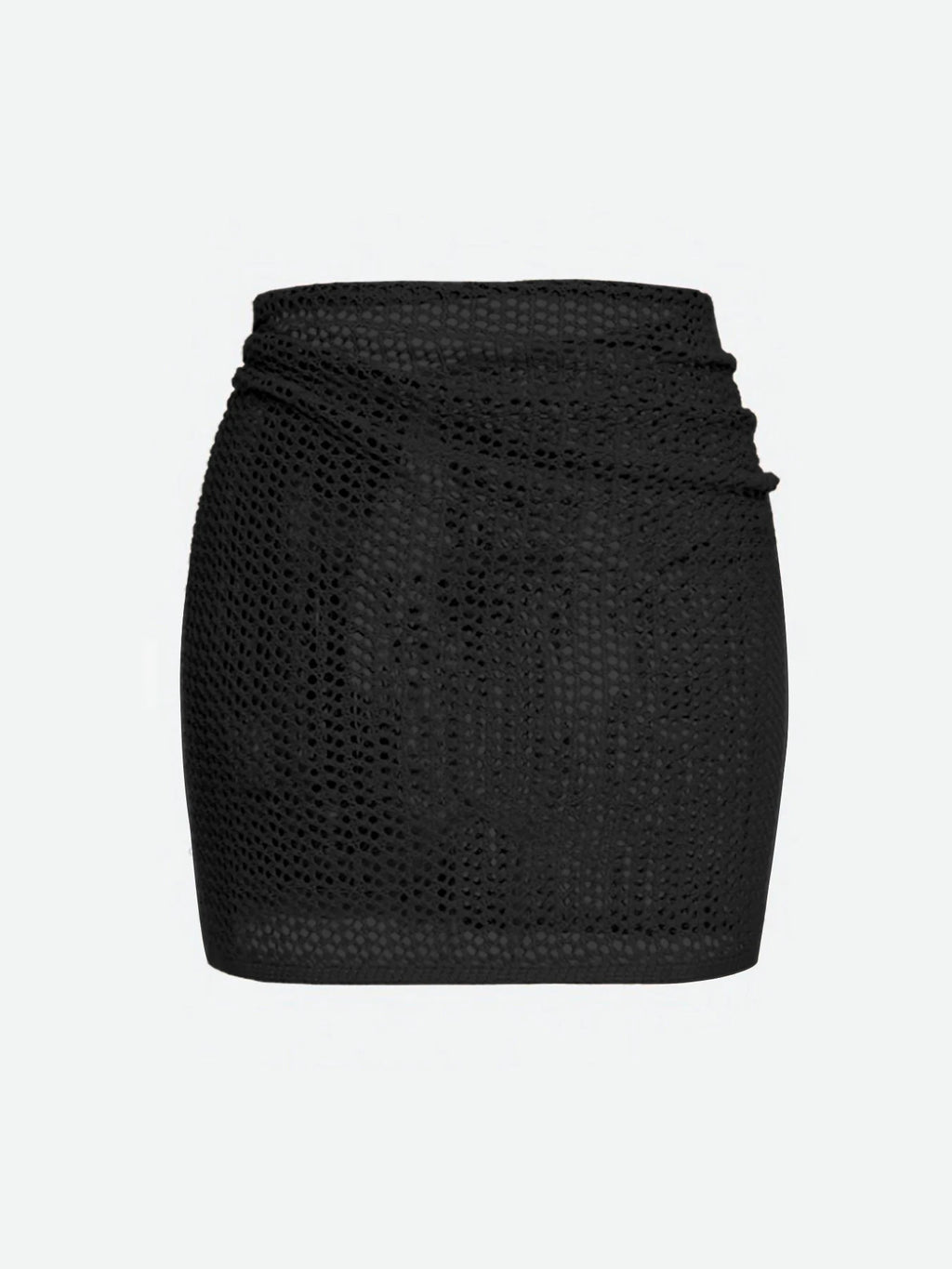 Women's Knitted Short Skirt with Hollow Straps and Slit, Sexy Beach Coverup Shirt for Summer