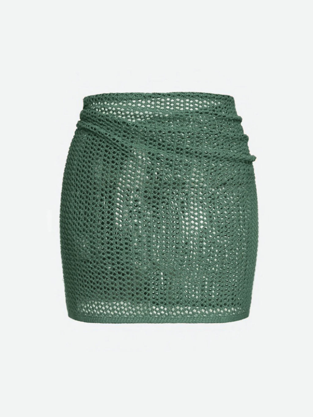 Women's Knitted Short Skirt with Hollow Straps and Slit, Sexy Beach Coverup Shirt for Summer