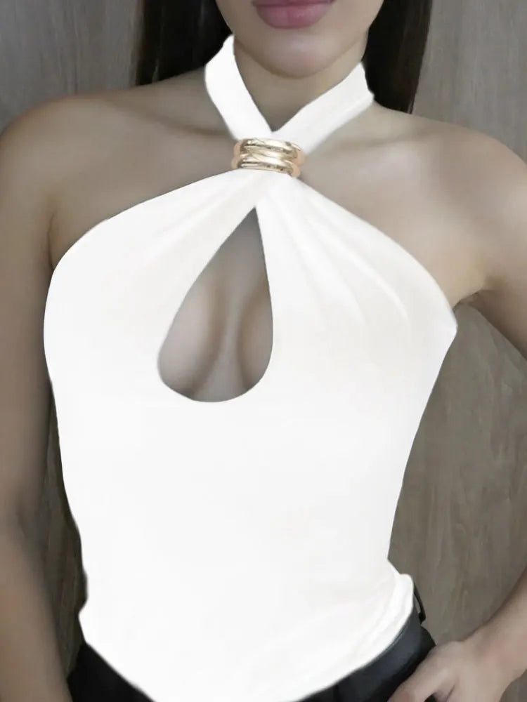 Tossy Summer Fashion Sexy Vest Top For Women Hollow Out Backless Twist Solid Cropped Y2k Top Patchwork Female Short Tank Top New