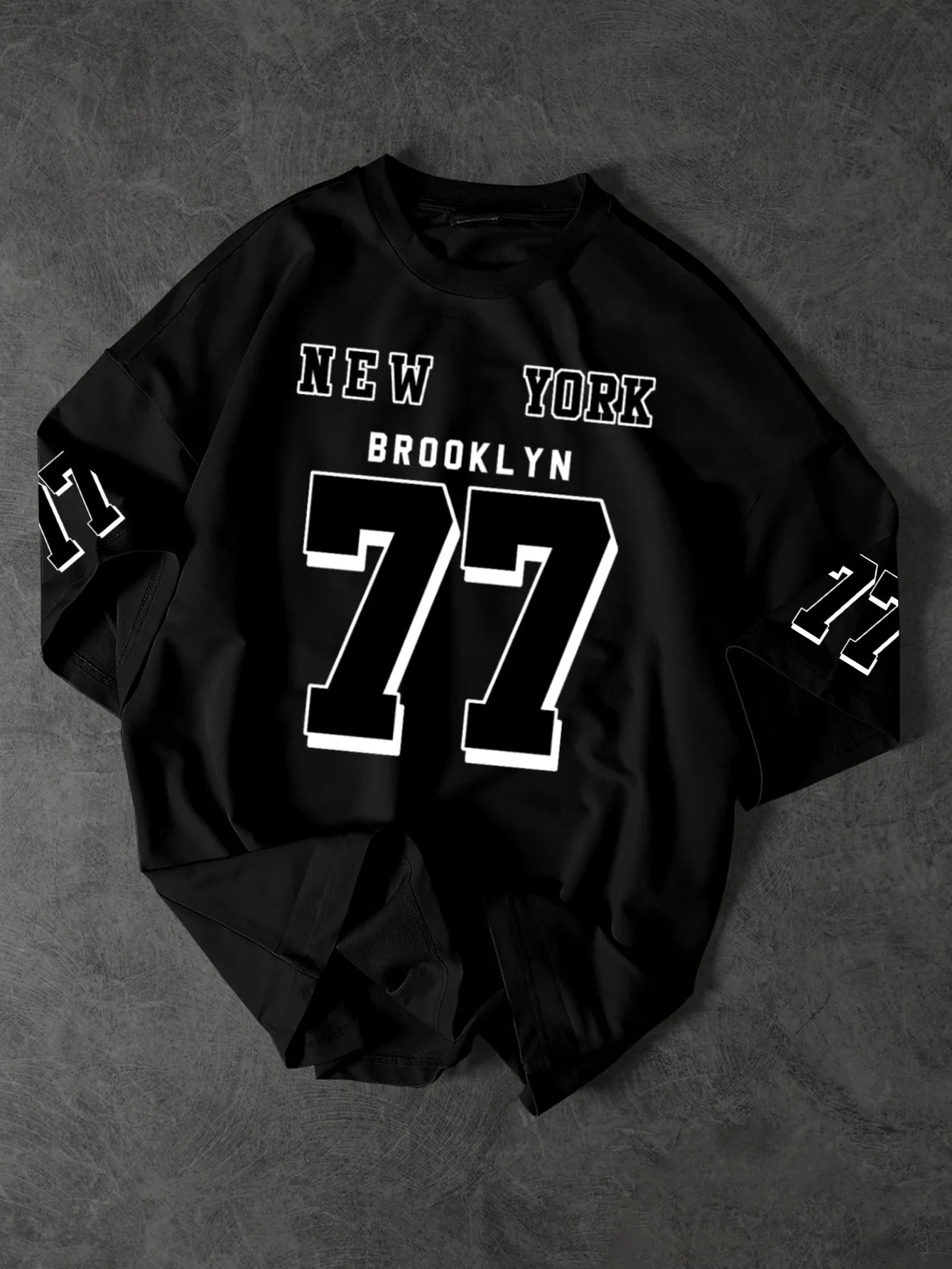 Men's Streetwear T-Shirt New York Brooklyn 77 Graphic Print Crew Neck Short Sleeve Polyester Tops With Sleeve Detail S-XXL